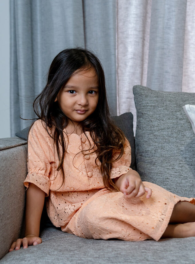 Khalida Girls in Peach Kastard