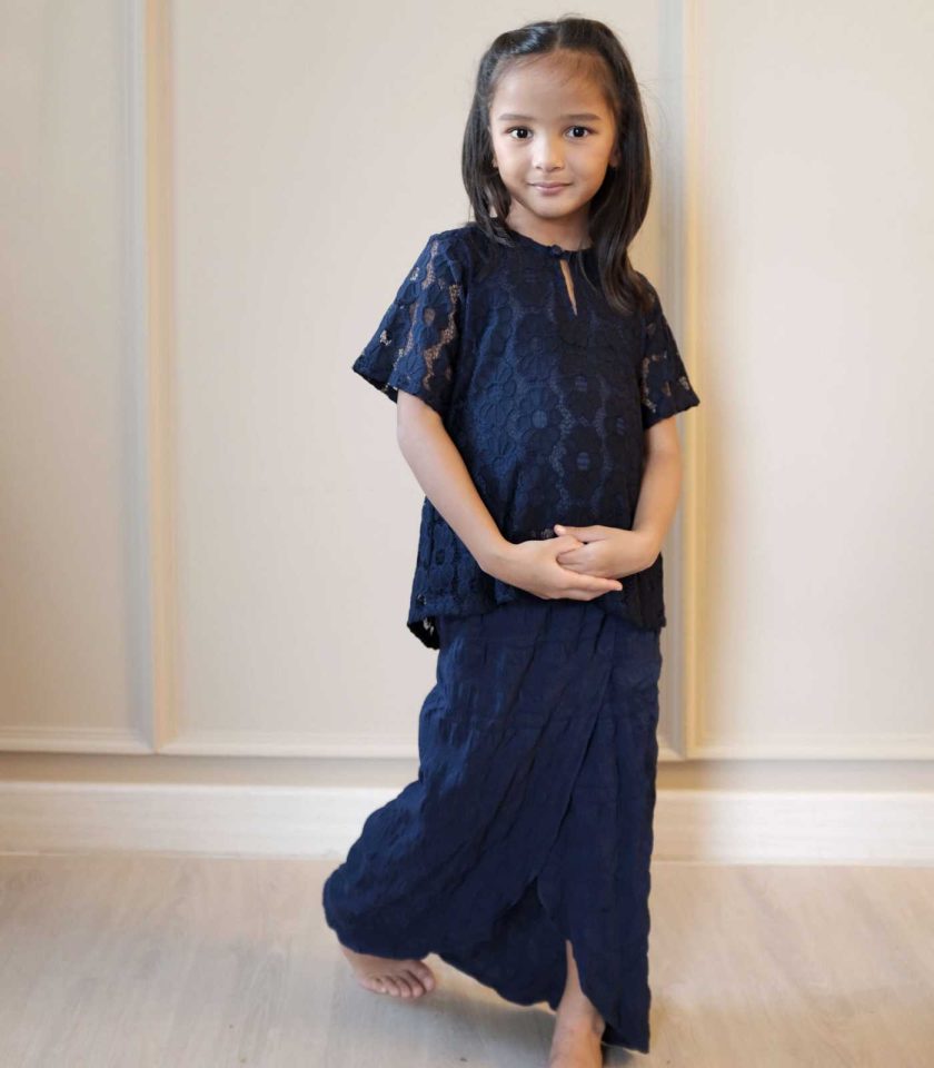 Bitna Girls Kurung in Midnight Blue