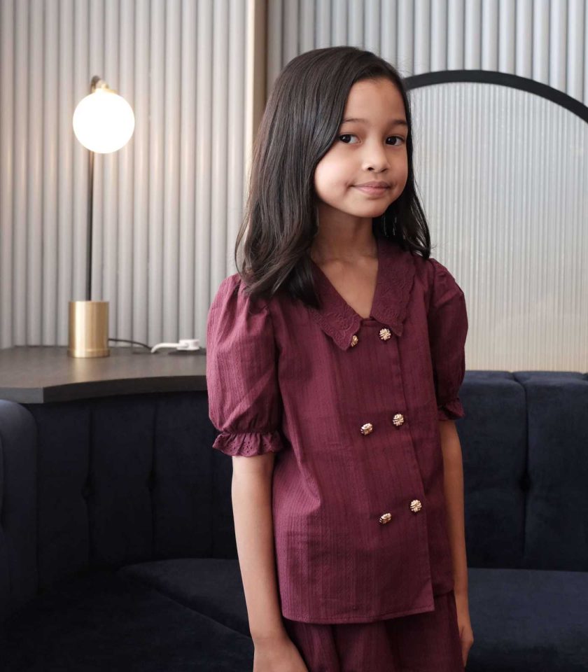 Mi-Rae Double Breasted Kurung in Plum