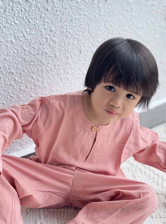 Baju Melayu Ali in Salmon Pink