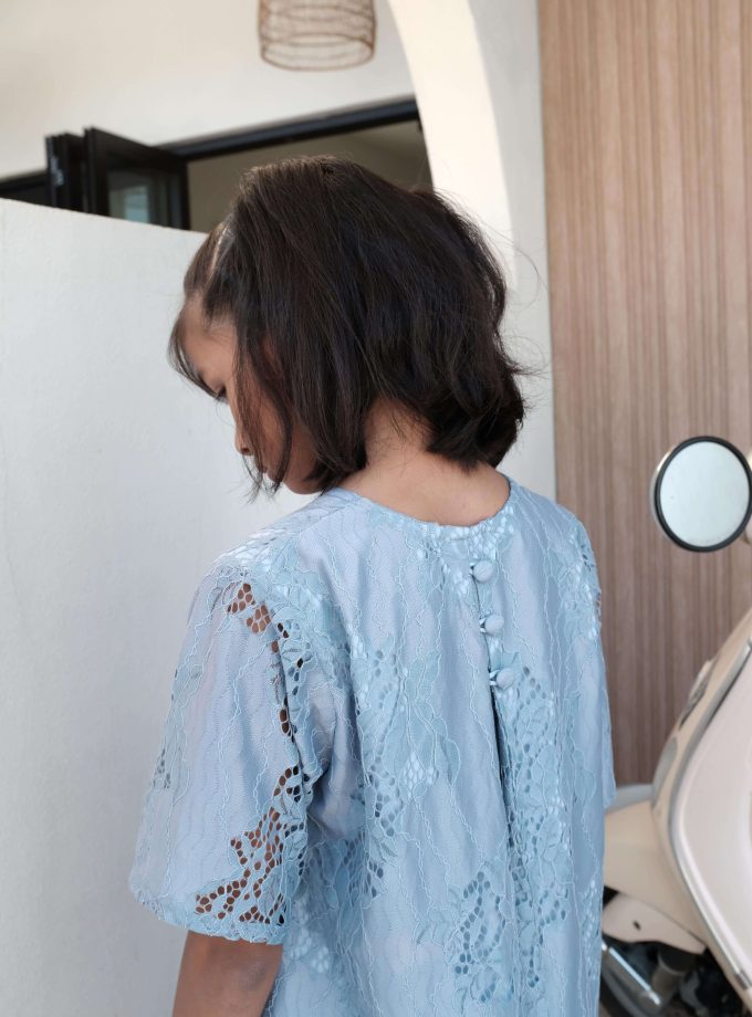 Bitna Girls Kurung in Dusty Blue