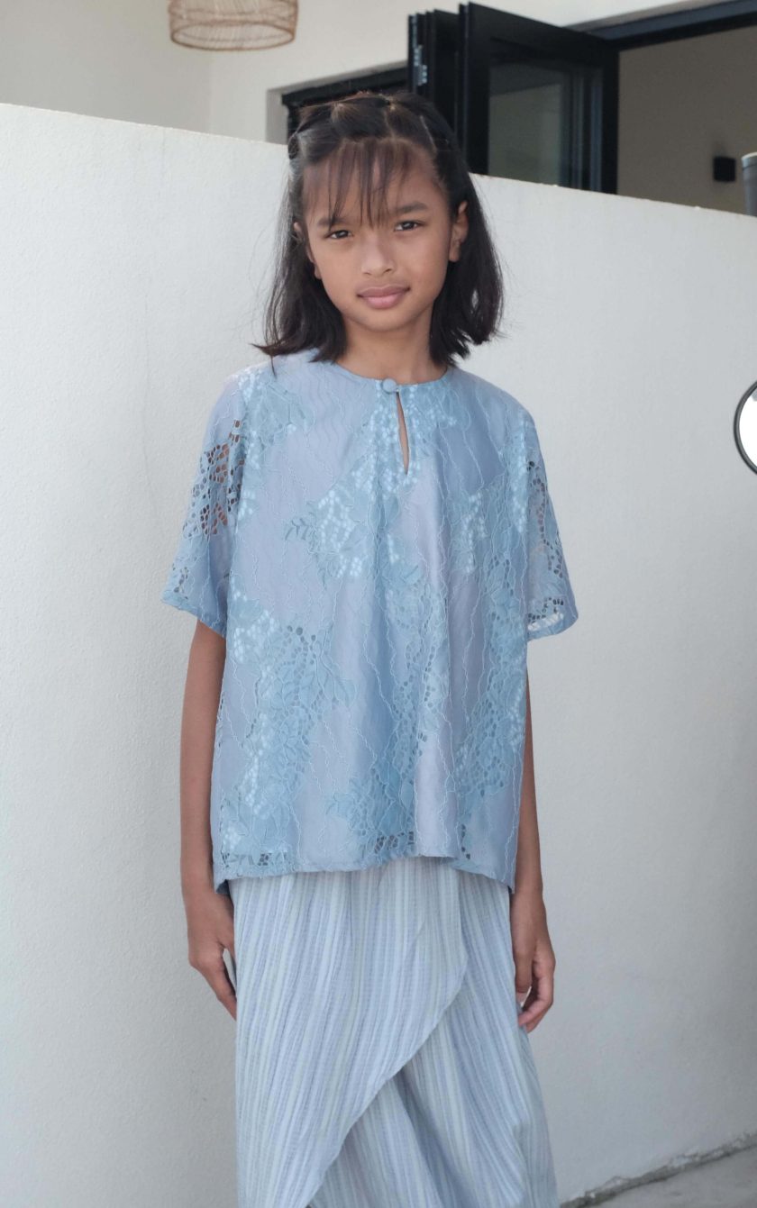 Bitna Girls Kurung in Dusty Blue