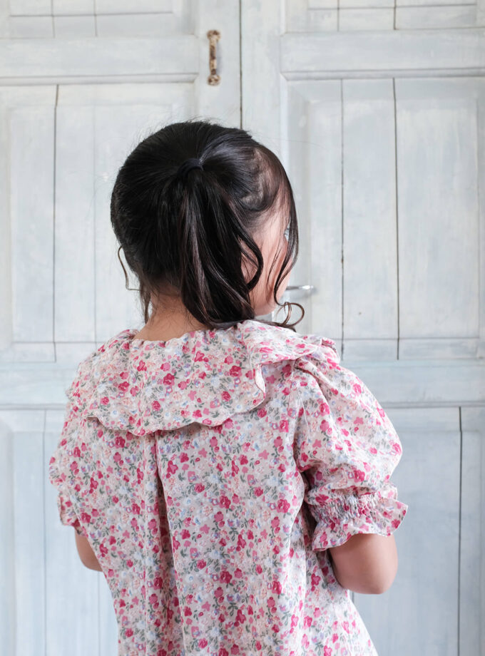 Kasumi Floral Scallop Collar in Pink Lemonade Kids