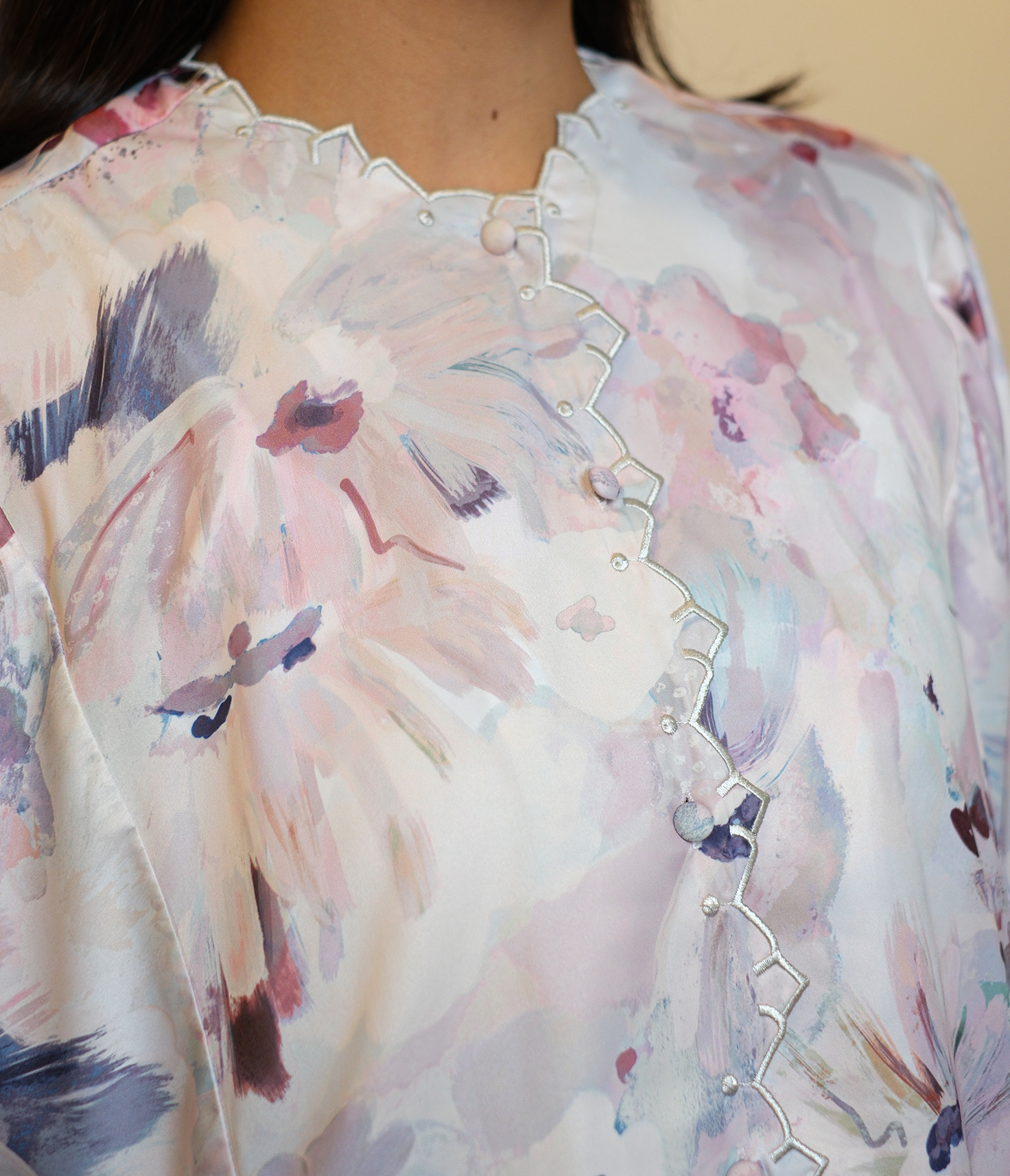 Minsoo Batwing for Women TOP ONLY in Floral Beige