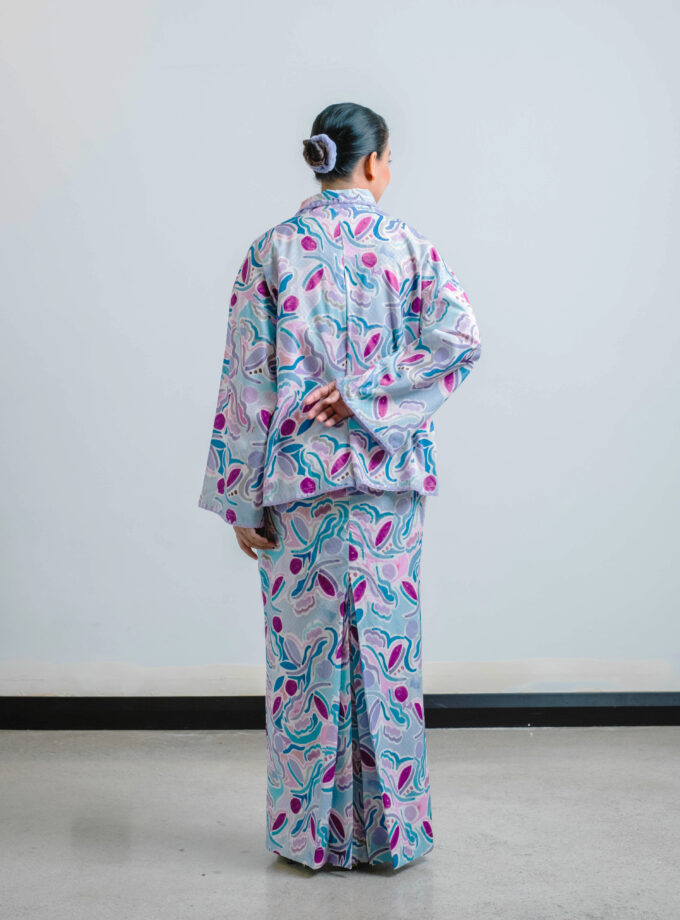 Meeko Kimono Kurung Women in Blueberry Hues