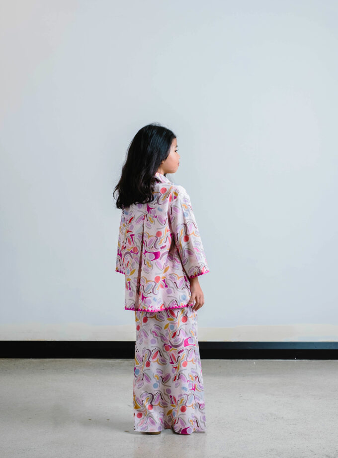 Meeko Kimono Kurung Kids in Candy Pink
