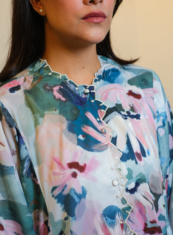 Minsoo Batwing for Women TOP in Green Floral