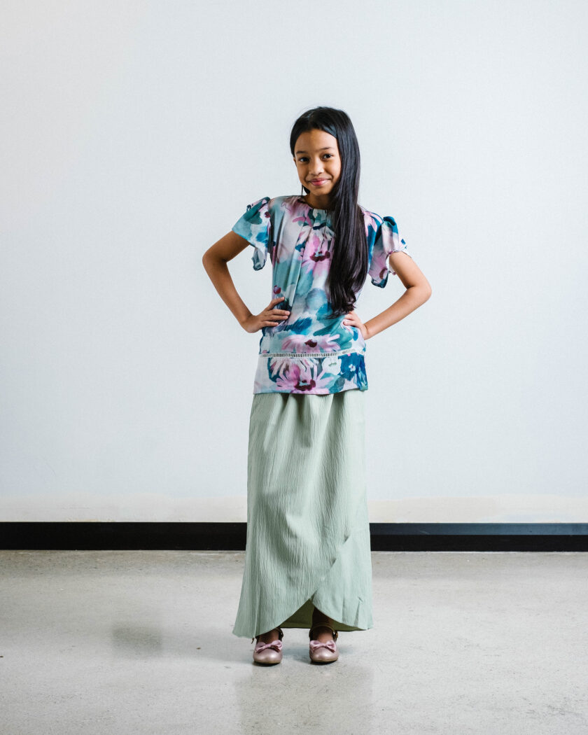 Rei Kurung Girls in Green Tea