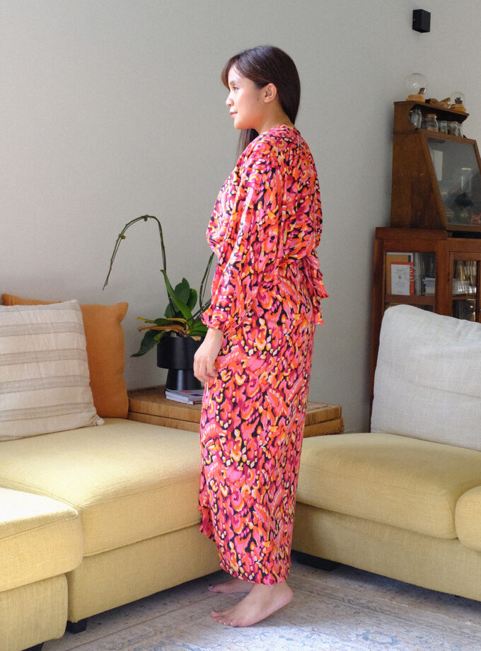 Lea Kurung Set in Red Ikat Print