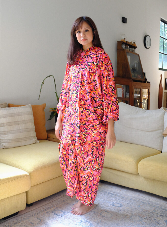 Lea Kurung Set in Red Ikat Print