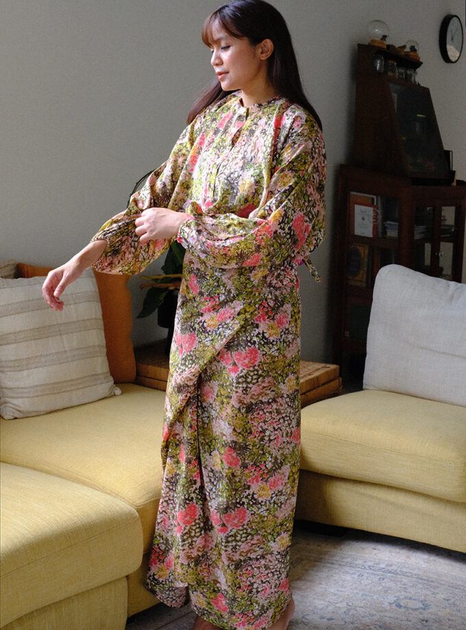 Lea Kurung Set in Green Floral