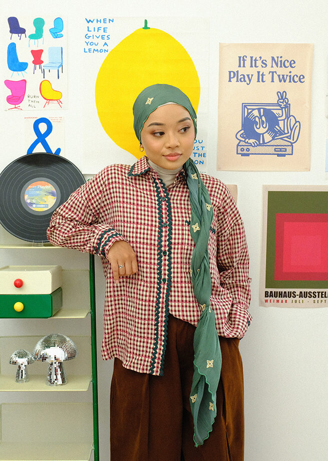 Elsie Wavy Shirt in Gingham Wild Plum