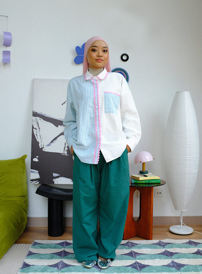 Charlie Wavy Shirt in White Tiffany