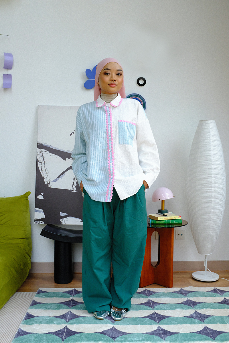 Charlie Wavy Shirt in White Tiffany