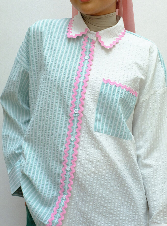 Charlie Wavy Shirt in White Tiffany