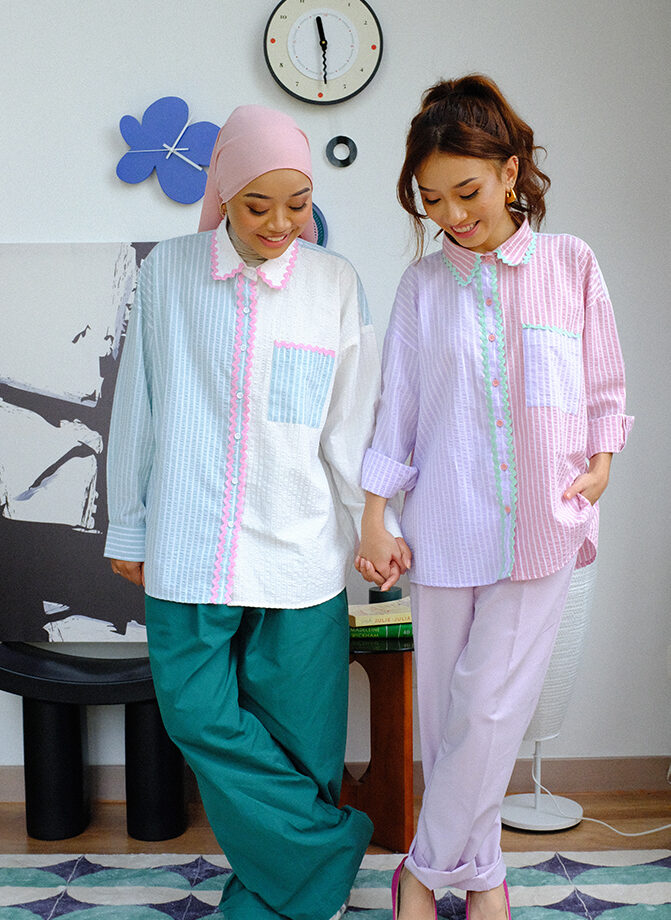 Charlie Wavy Shirt in Lilac Pink Taffy