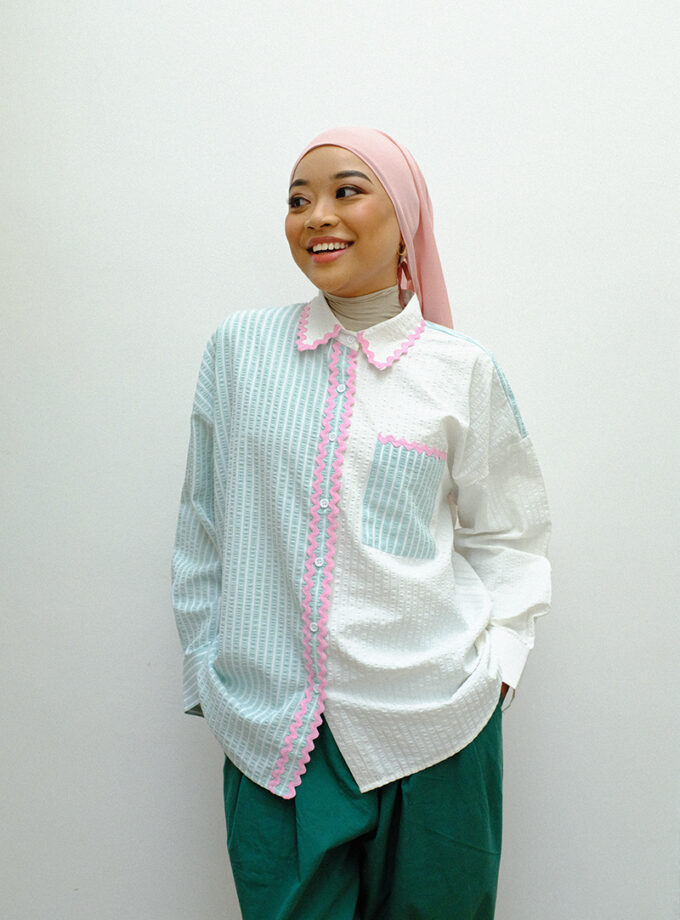 Charlie Wavy Shirt in White Tiffany