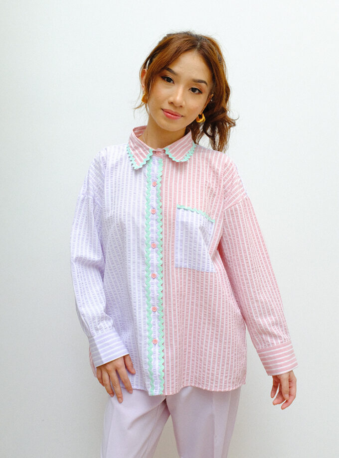 Charlie Wavy Shirt in Lilac Pink Taffy