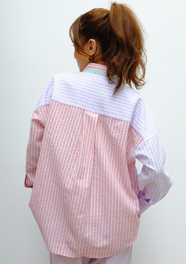 Charlie Wavy Shirt in Lilac Pink Taffy