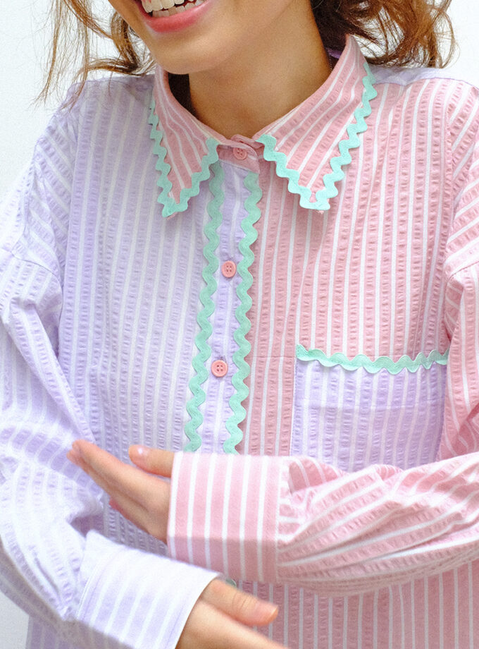 Charlie Wavy Shirt in Lilac Pink Taffy