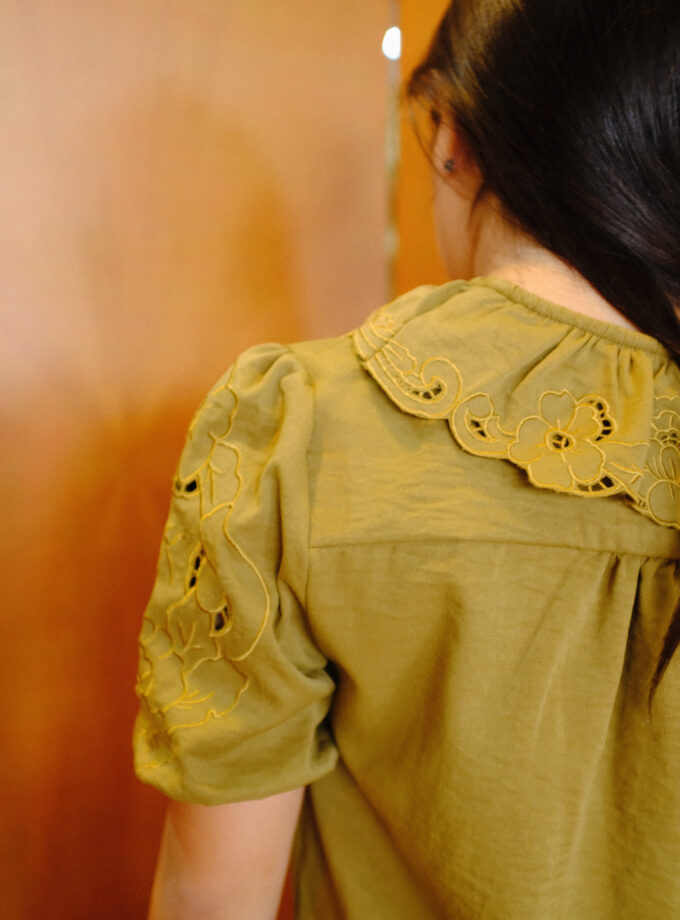 Mio Lace Girls in Olive Brown