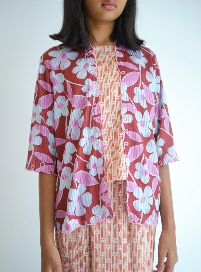 Sakura Kebaya Kids Set in Ruby Red