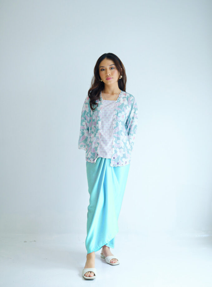 Plain Instant Pareo in Aqua Blue