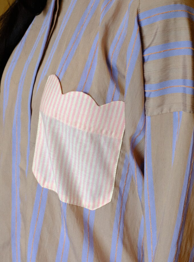 Scallop Edit Shirt in Latte Pink