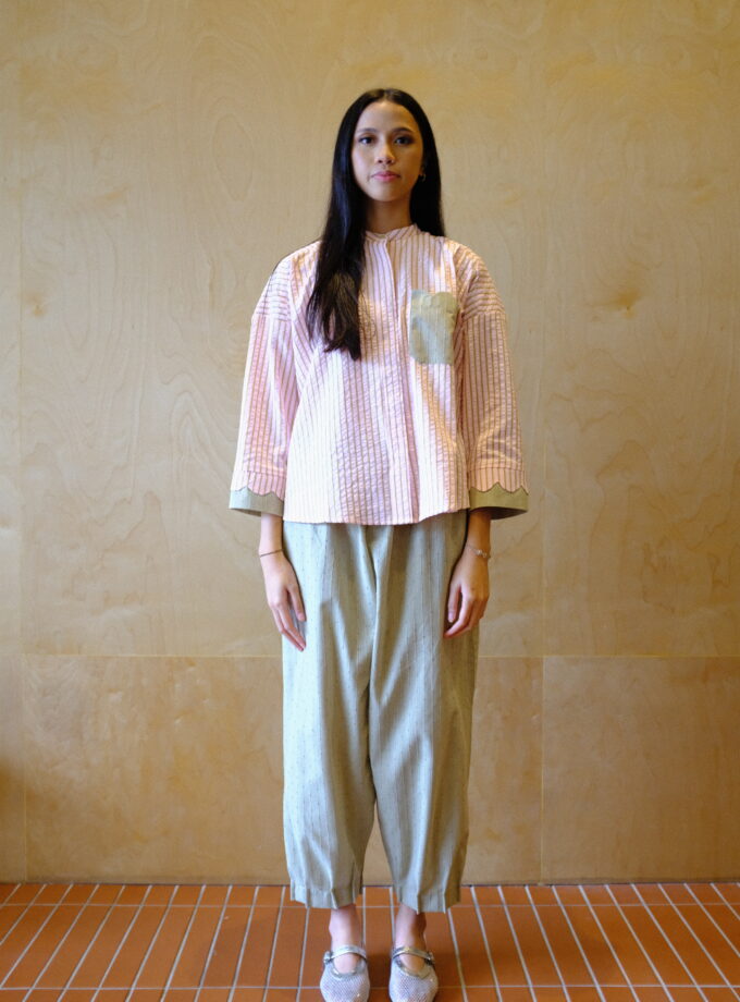 Scallop Edit Pants in Matcha Strawberry