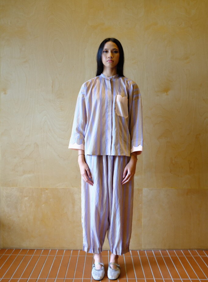 Scallop Edit Pants in Latte Pink