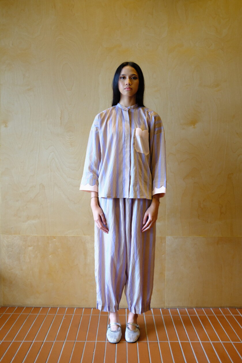 Scallop Edit Pants in Latte Pink - Image 2