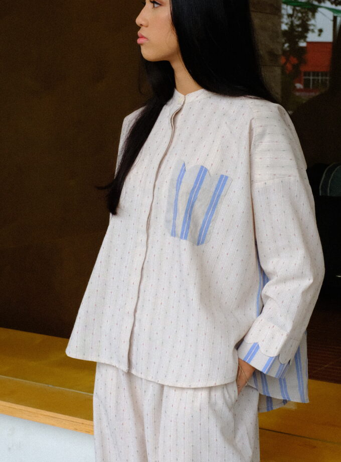 Scallop Edit Shirt in Vanilla Blueberry