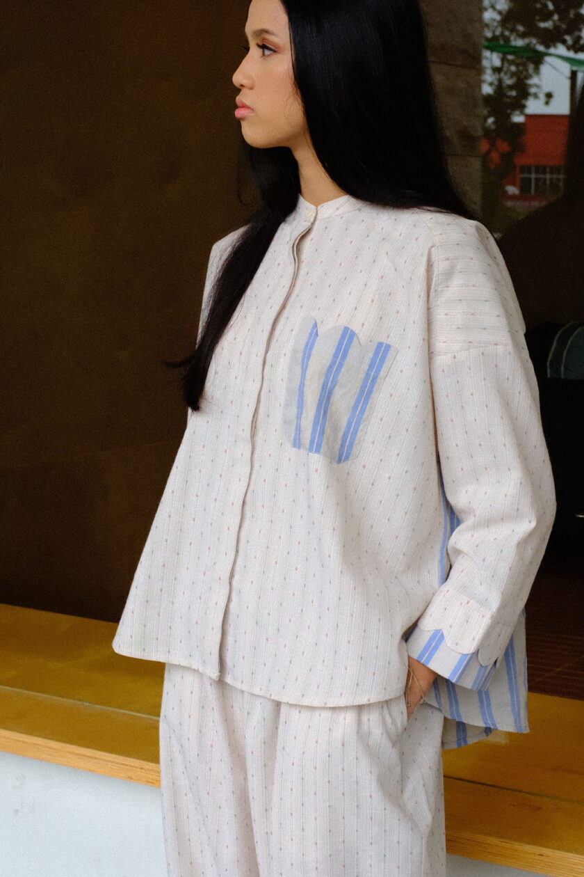 Scallop Edit Shirt in Vanilla Blueberry - Image 2