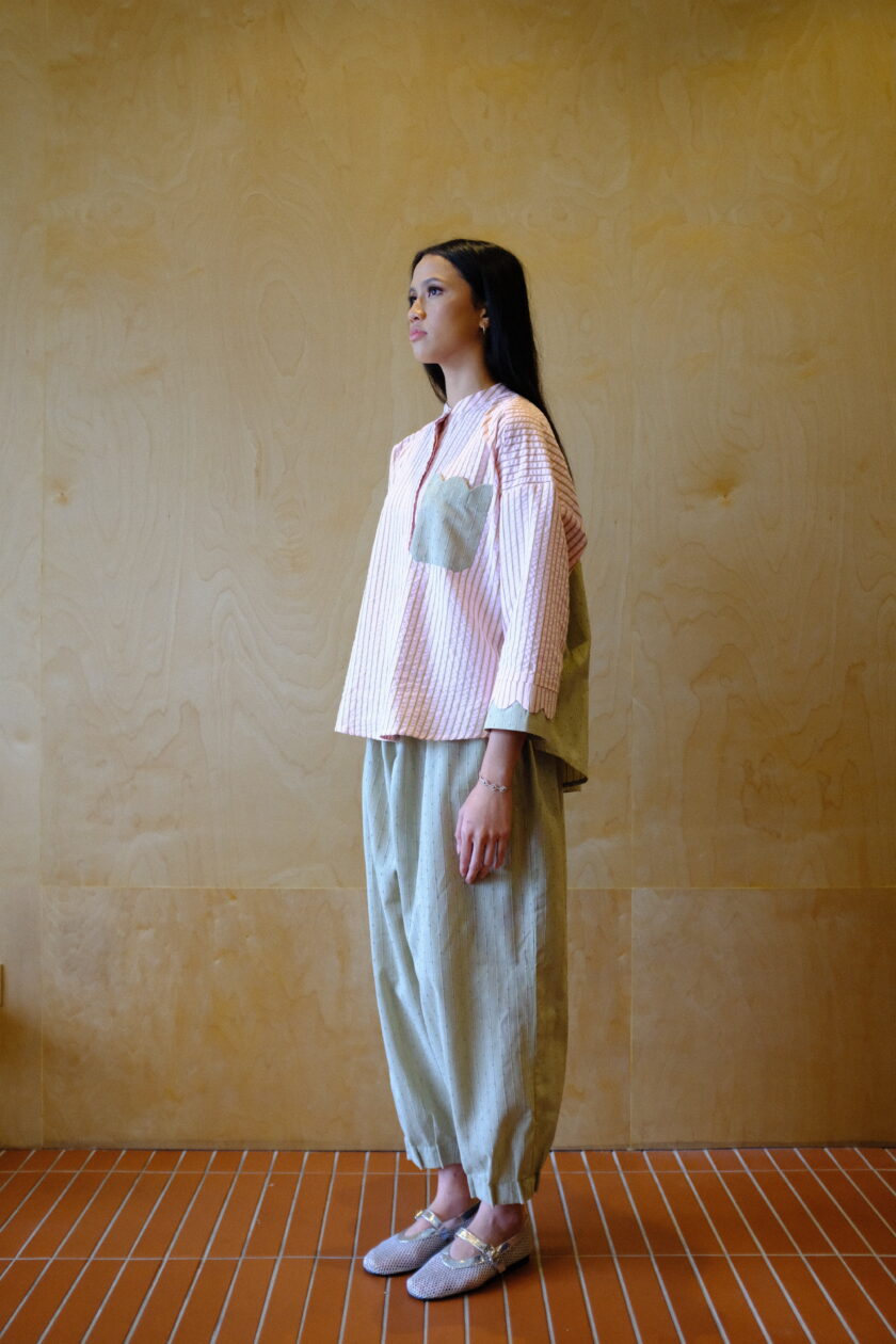 Scallop Edit Shirt in Matcha Strawberry - Image 3