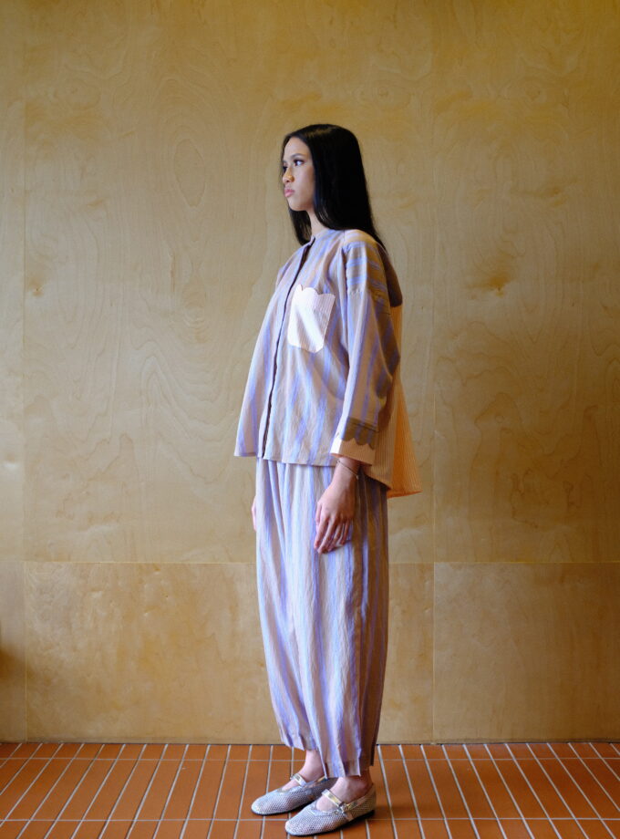 Scallop Edit Shirt in Latte Pink