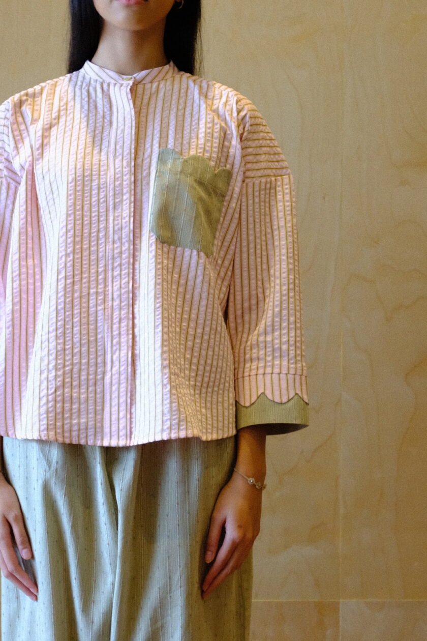 Scallop Edit Shirt in Matcha Strawberry - Image 4