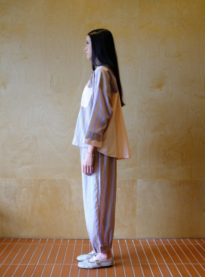 Scallop Edit Shirt in Latte Pink