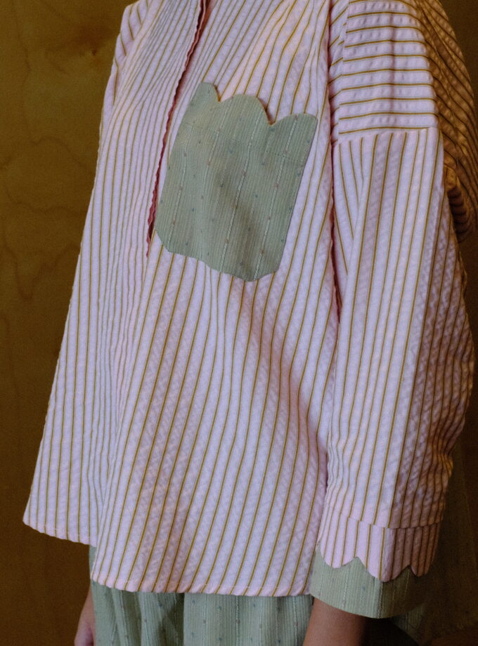 Scallop Edit Shirt in Matcha Strawberry