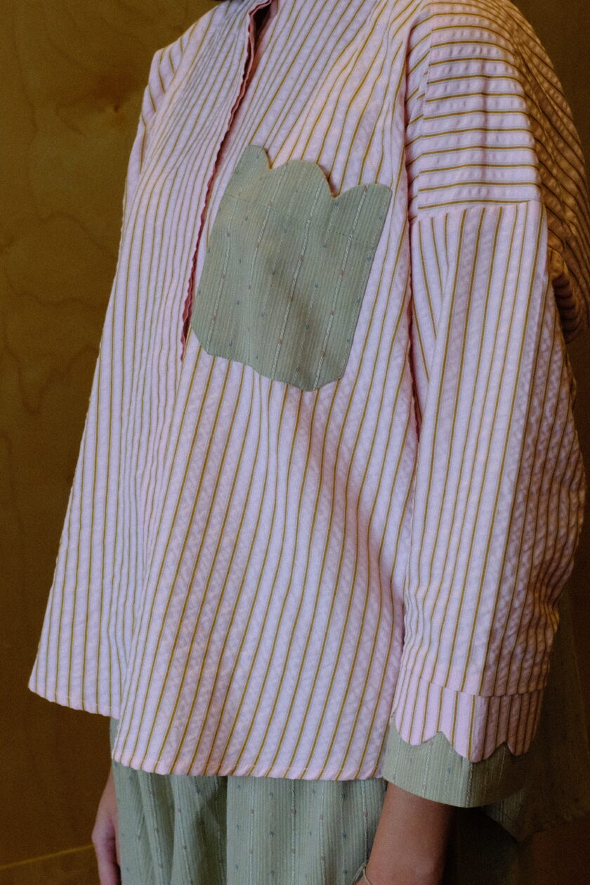 Scallop Edit Shirt in Matcha Strawberry - Image 5