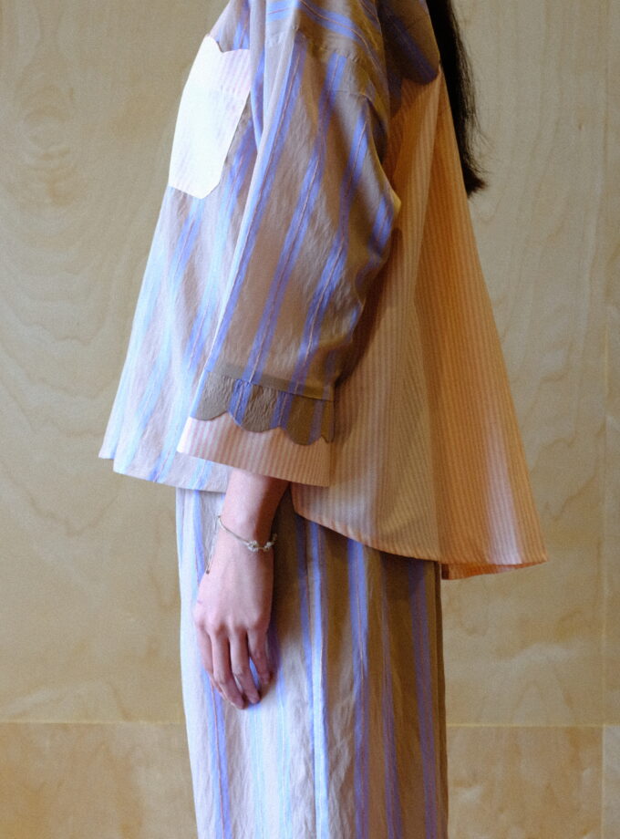 Scallop Edit Shirt in Latte Pink