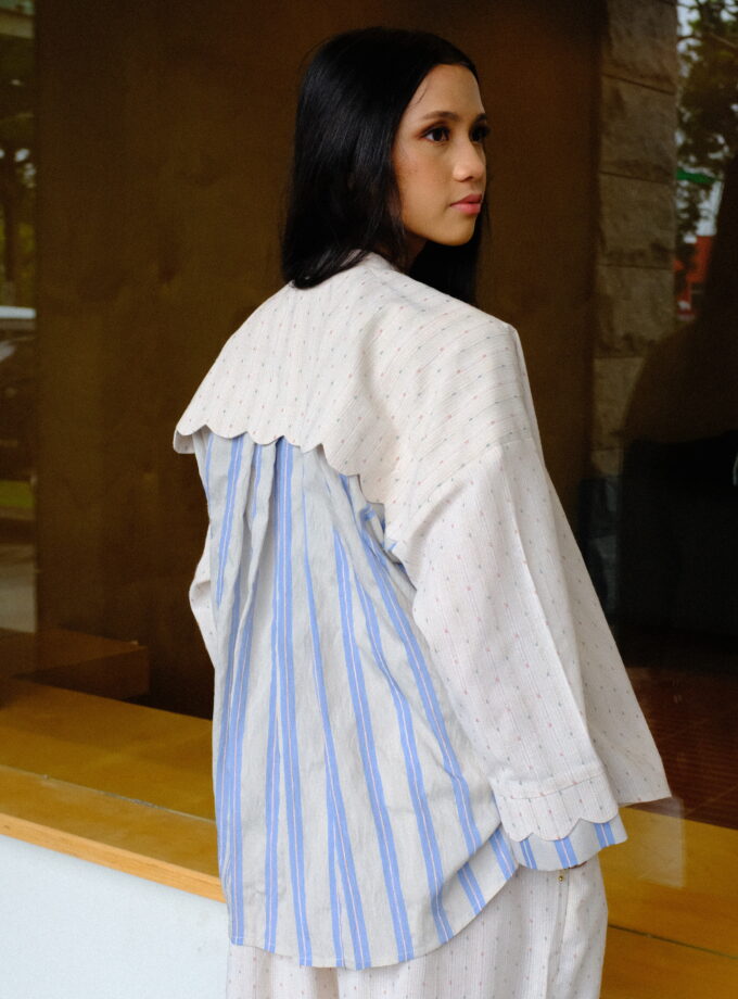 Scallop Edit Shirt in Vanilla Blueberry