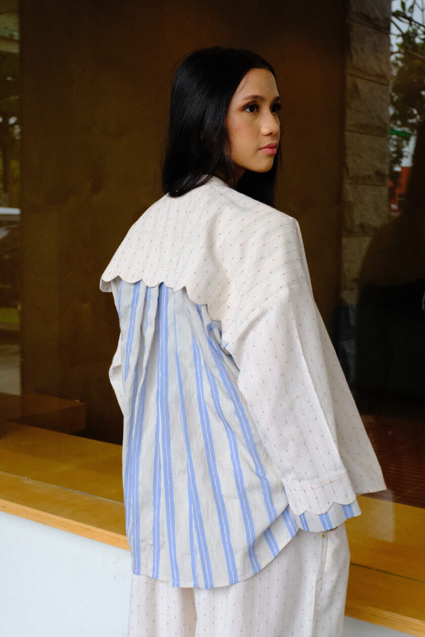 Scallop Edit Shirt in Vanilla Blueberry - Image 5