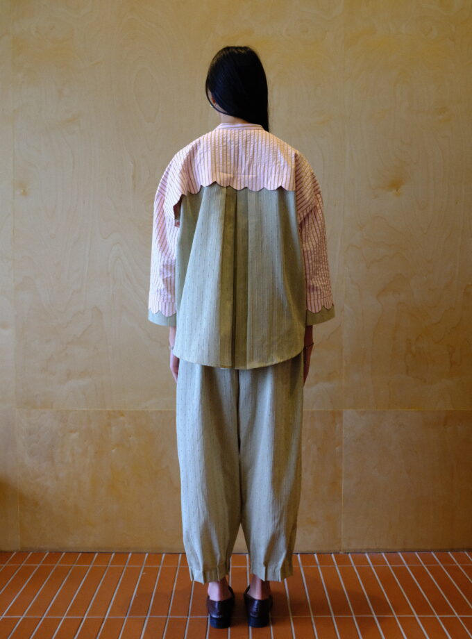 Scallop Edit Shirt in Matcha Strawberry