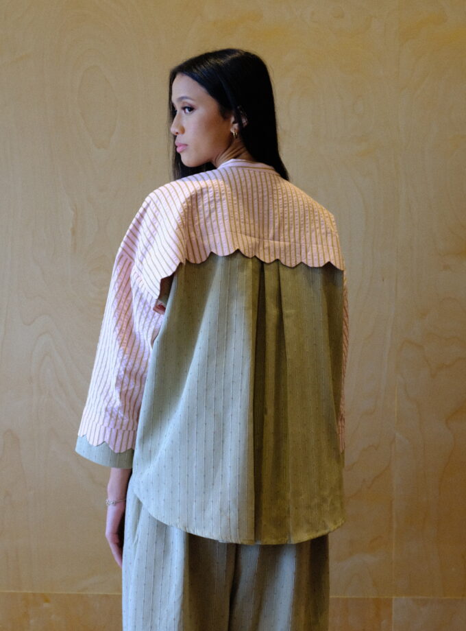 Scallop Edit Shirt in Matcha Strawberry