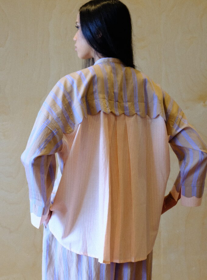 Scallop Edit Shirt in Latte Pink