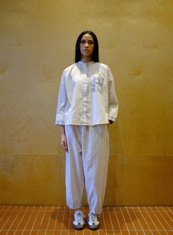 Scallop Edit Shirt in Vanilla Blueberry