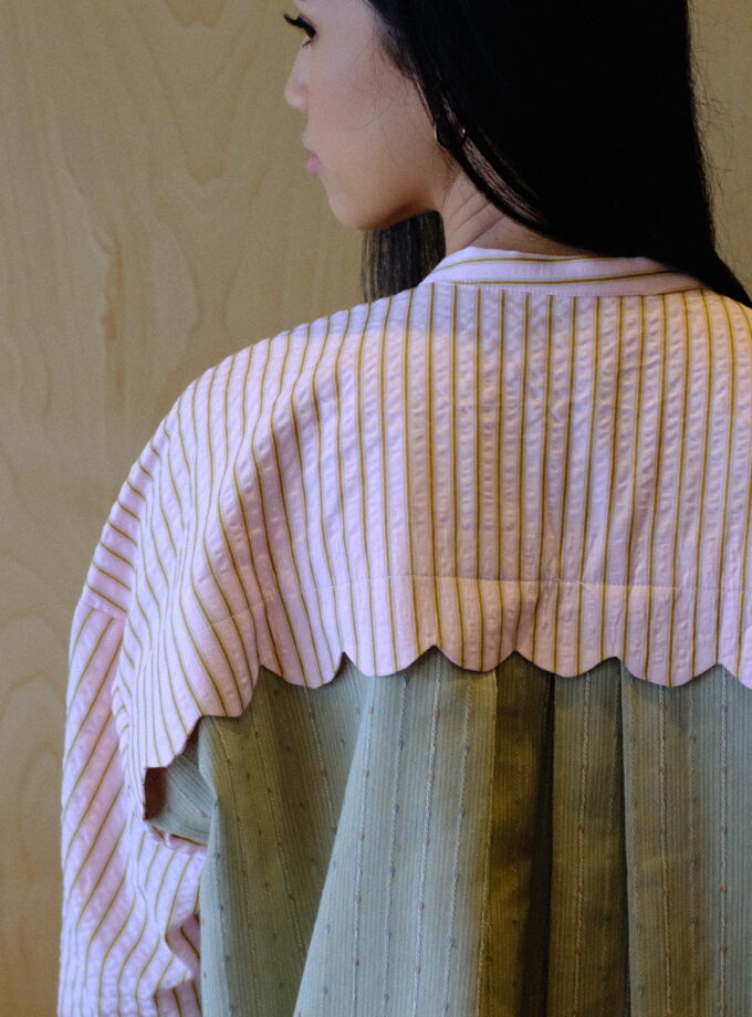 Scallop Edit Shirt in Matcha Strawberry
