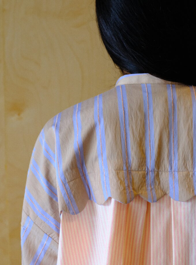 Scallop Edit Shirt in Latte Pink