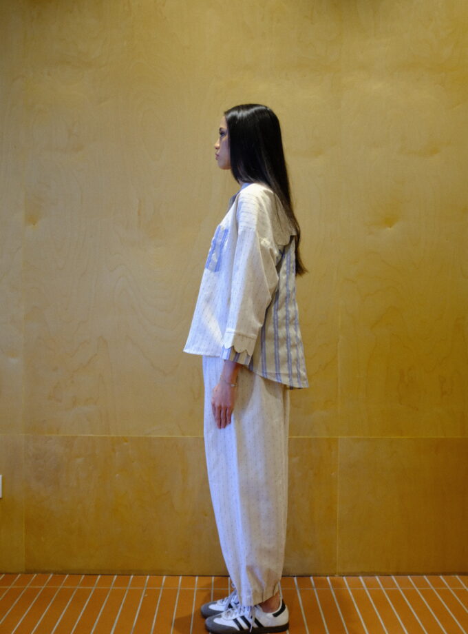 Scallop Edit Shirt in Vanilla Blueberry