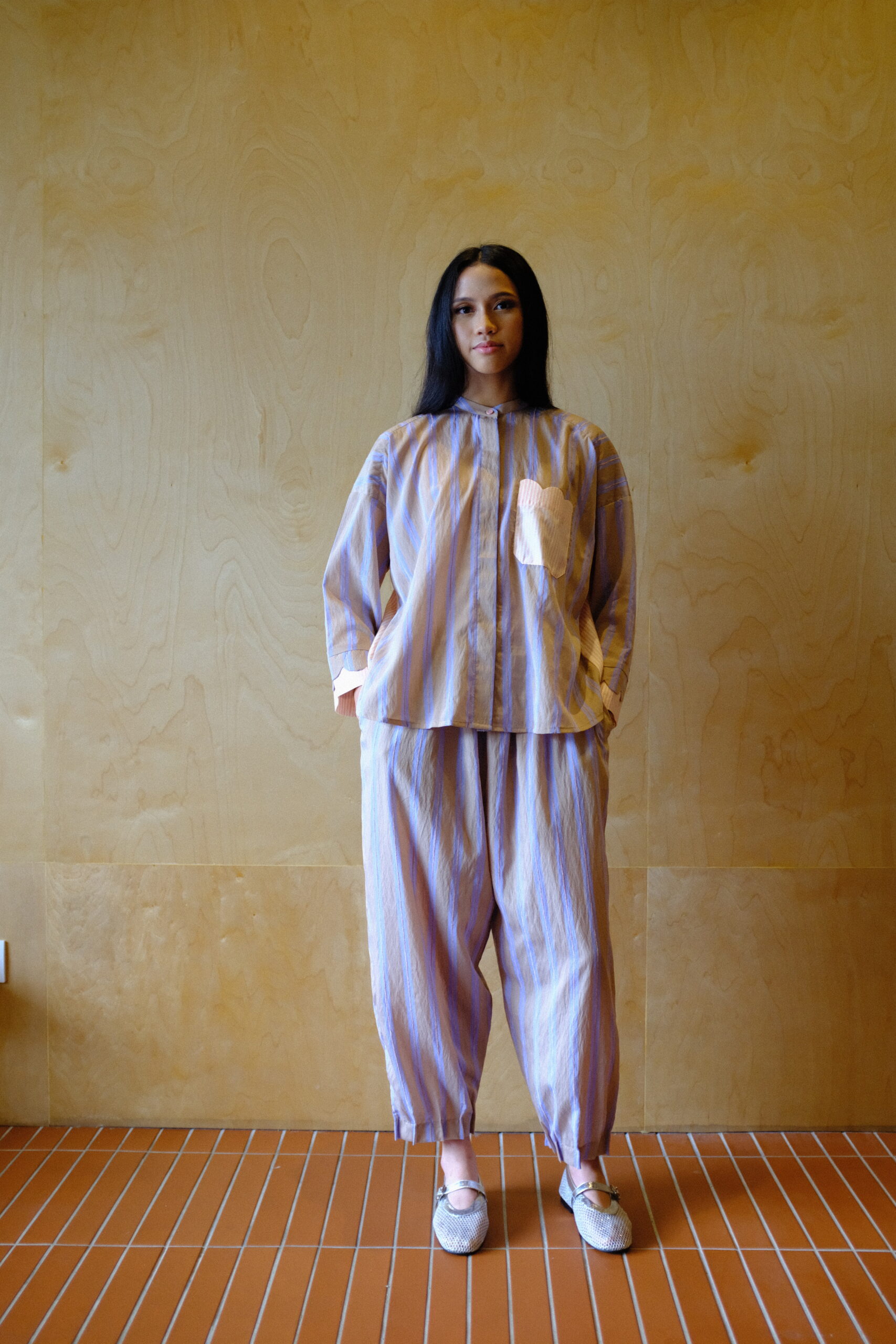 Scallop Edit Pants in Latte Pink